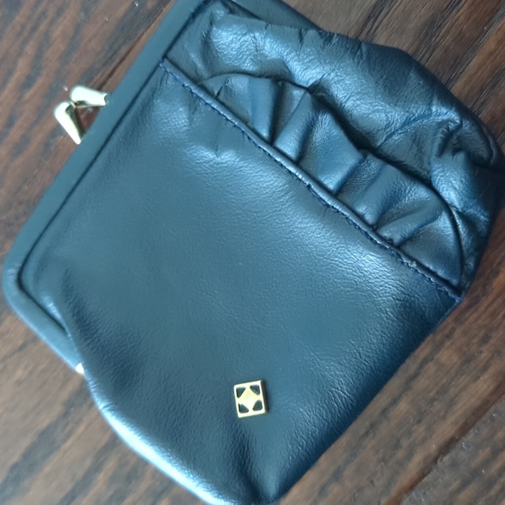 Vintage ROGER GIMBEL Accessories Genuine Leather Navy Blue Ruffle Coin Purse
